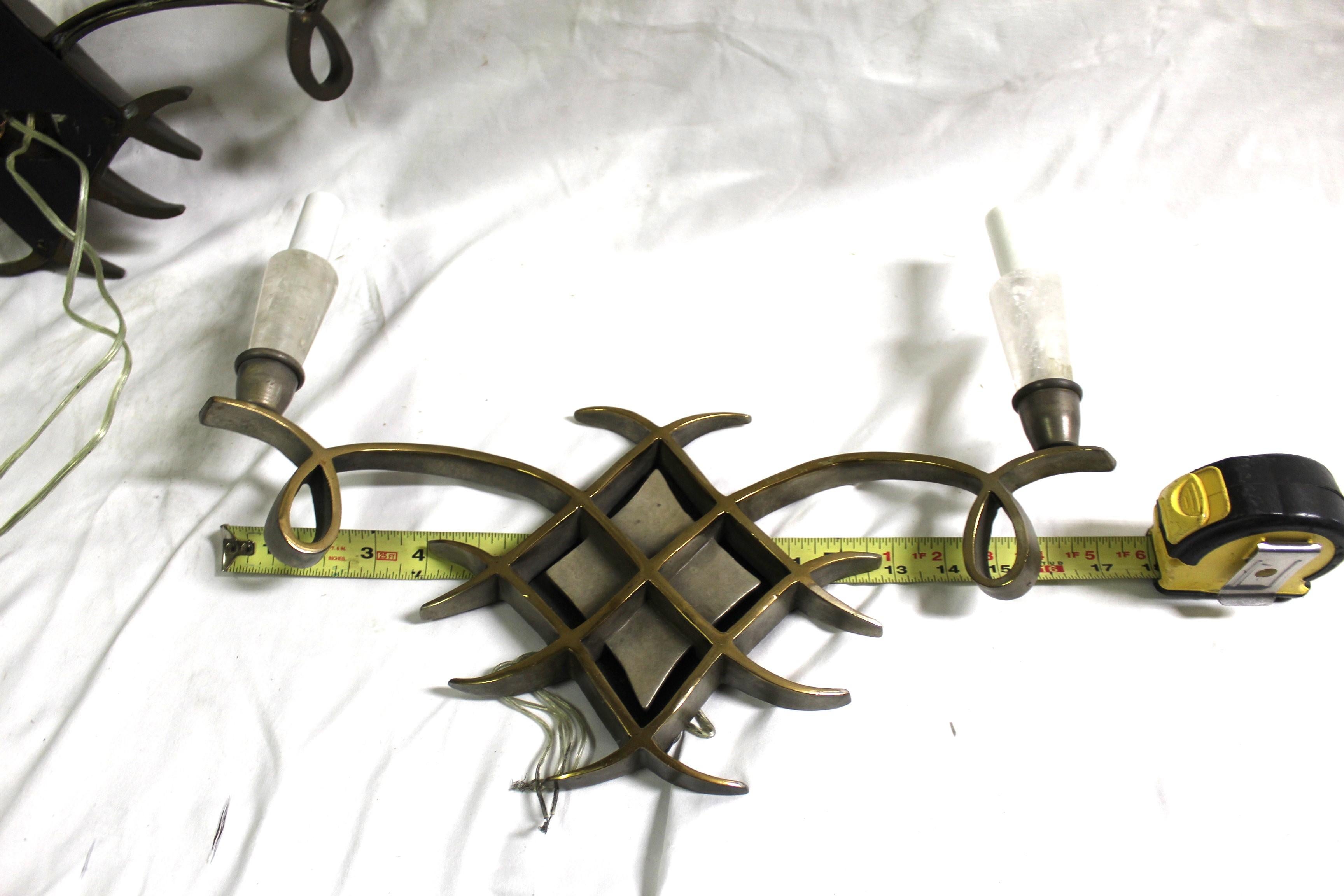 Art Deco Design Sconces, Bronze Pair In Good Condition For Sale In Los Angeles, CA