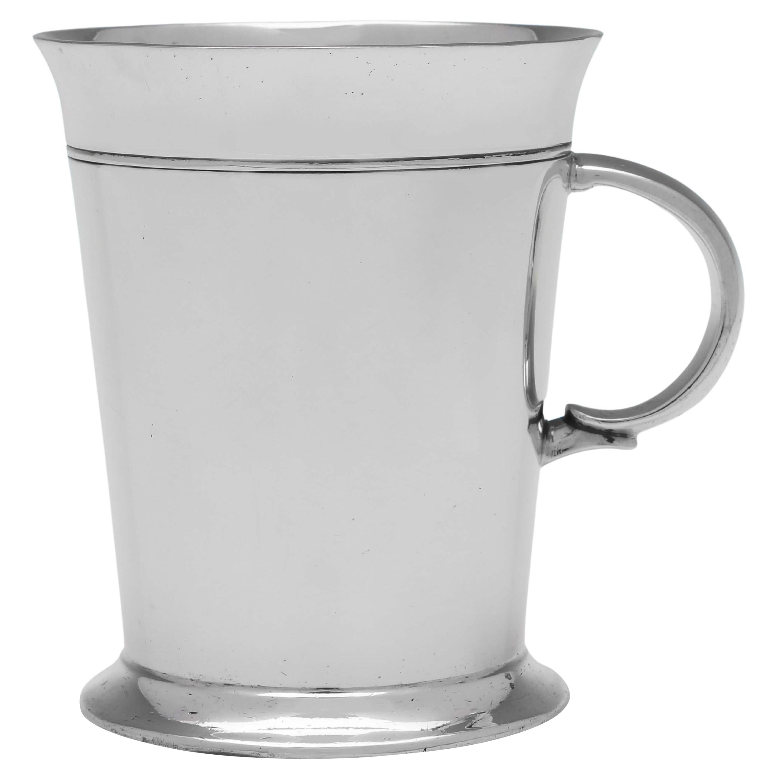 Art Deco Design Sterling Silver Mug, Sheffield 1935 by Roberts 
Belk