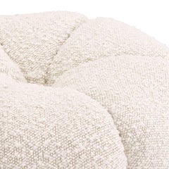 Art Deco Design Style Bouclé Fabric and Brass Stool or Ottoman