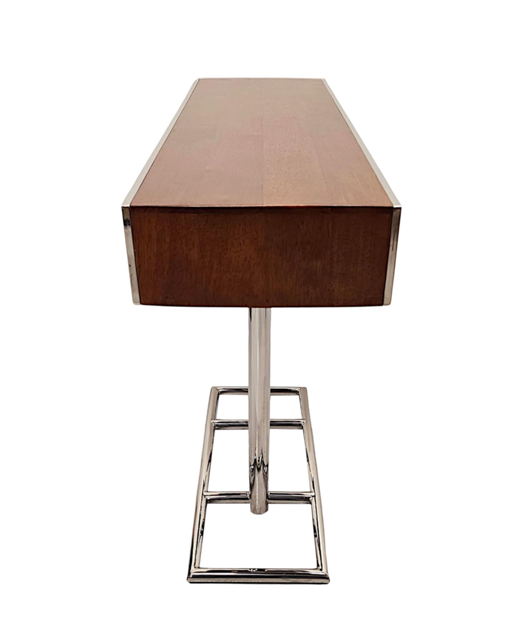Art Deco Design Walnut and Chrome Console Table For Sale 2