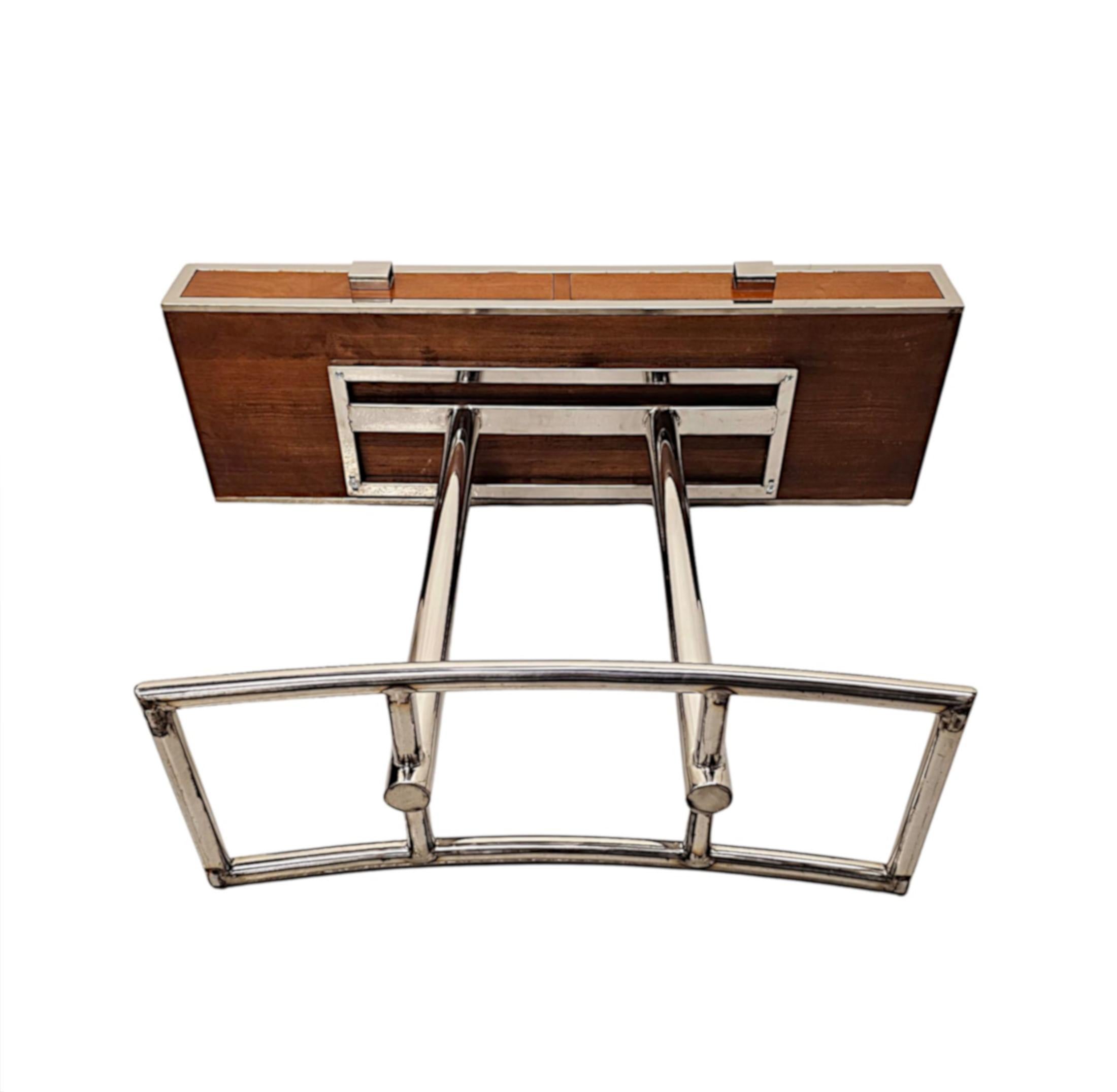 Art Deco Design Walnut and Chrome Console Table For Sale 4