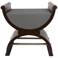Art Deco Design Wooden and Fabric Stool