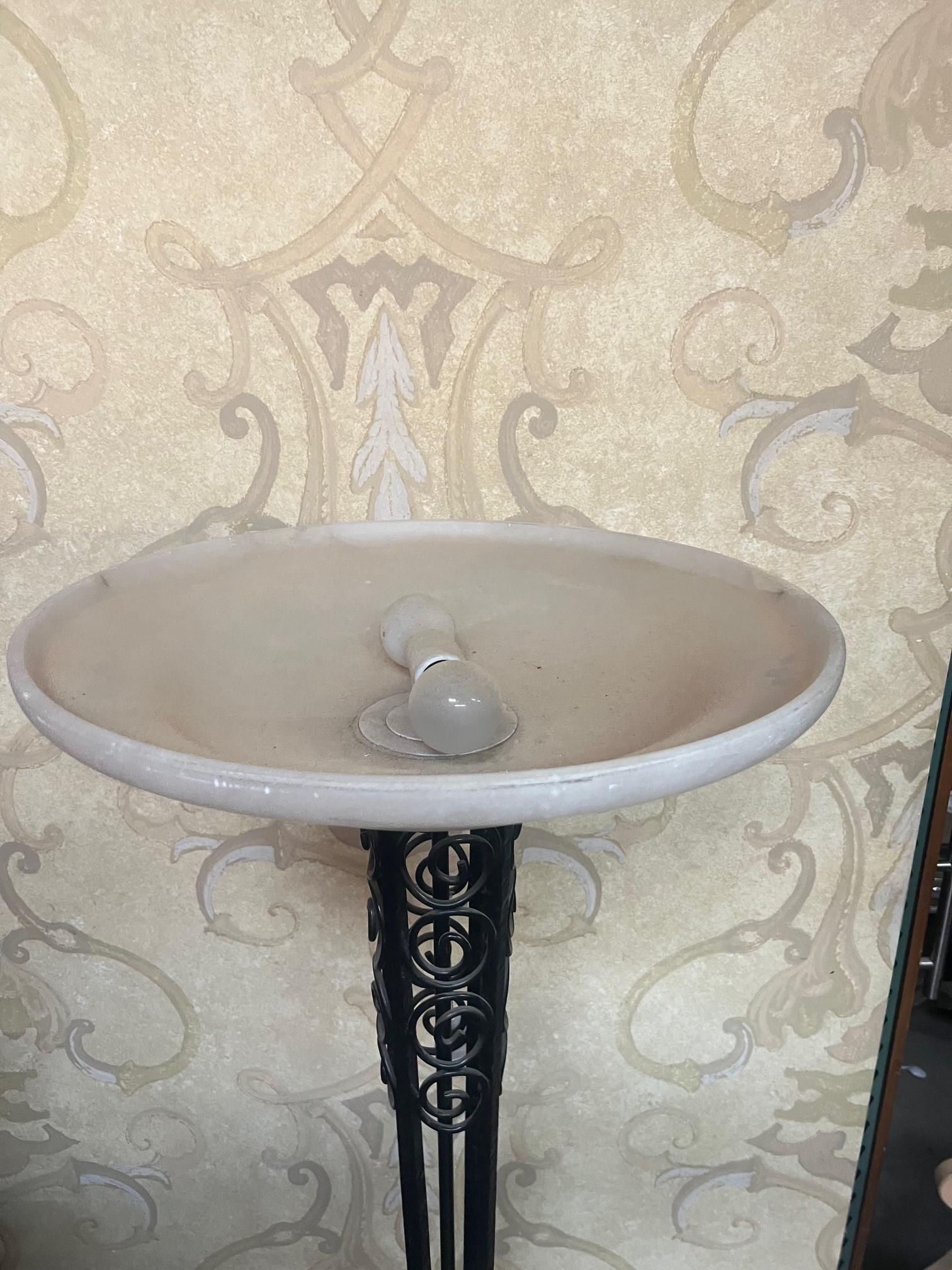 American Art Deco Designed Floor Lamp Alabaster Shade For Sale