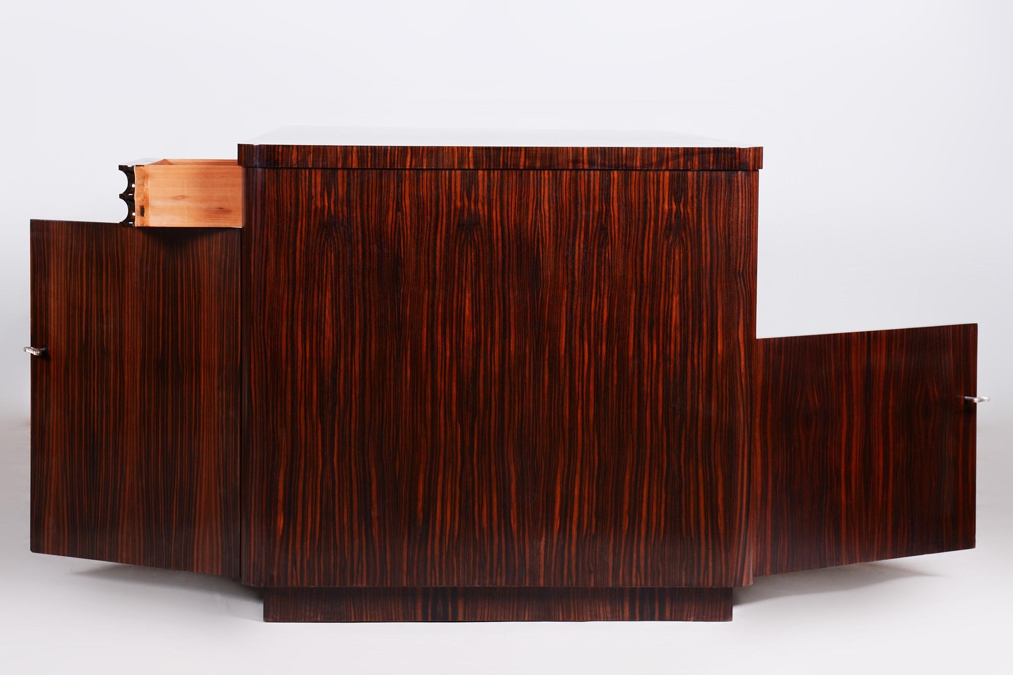 Art Deco Desk, 1920s France, Restored Ebony and Oak For Sale 4
