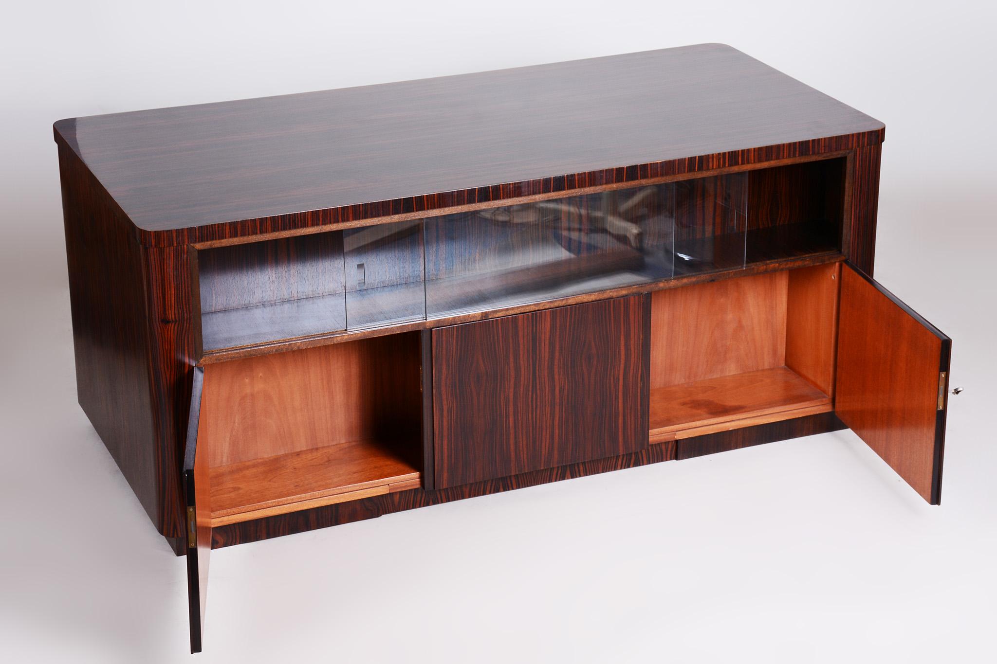 20th Century Art Deco Desk, 1920s France, Restored Ebony and Oak For Sale