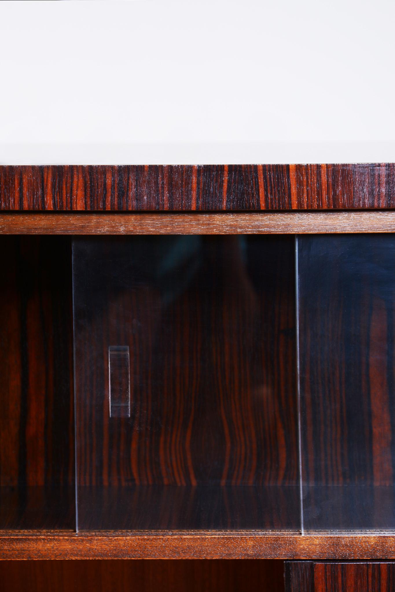 Art Deco Desk, 1920s France, Restored Ebony and Oak For Sale 1