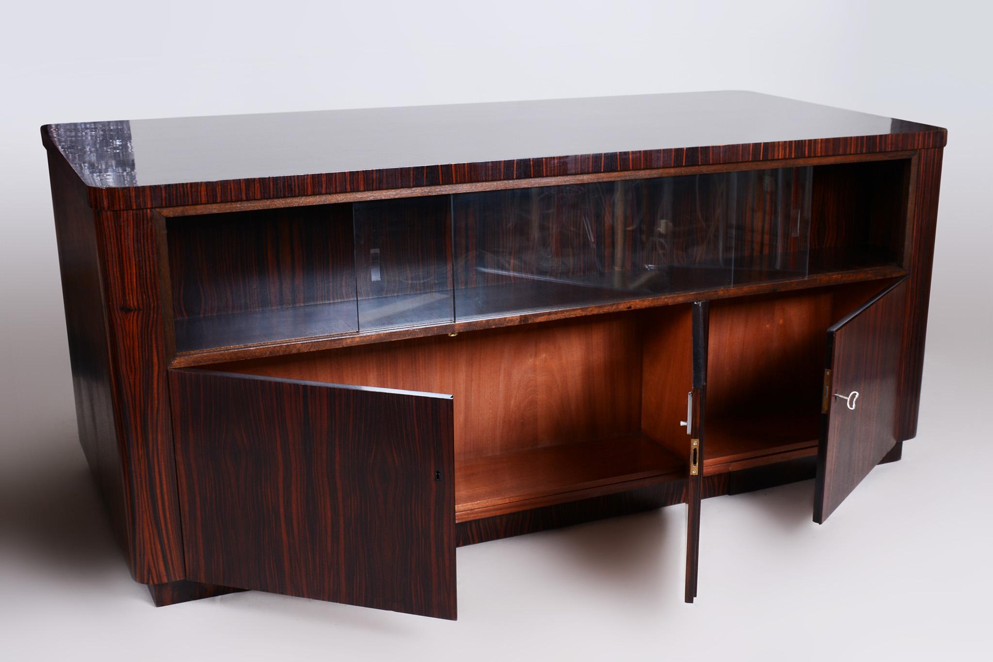 Art Deco Desk, 1920s France, Restored Ebony and Oak For Sale 3