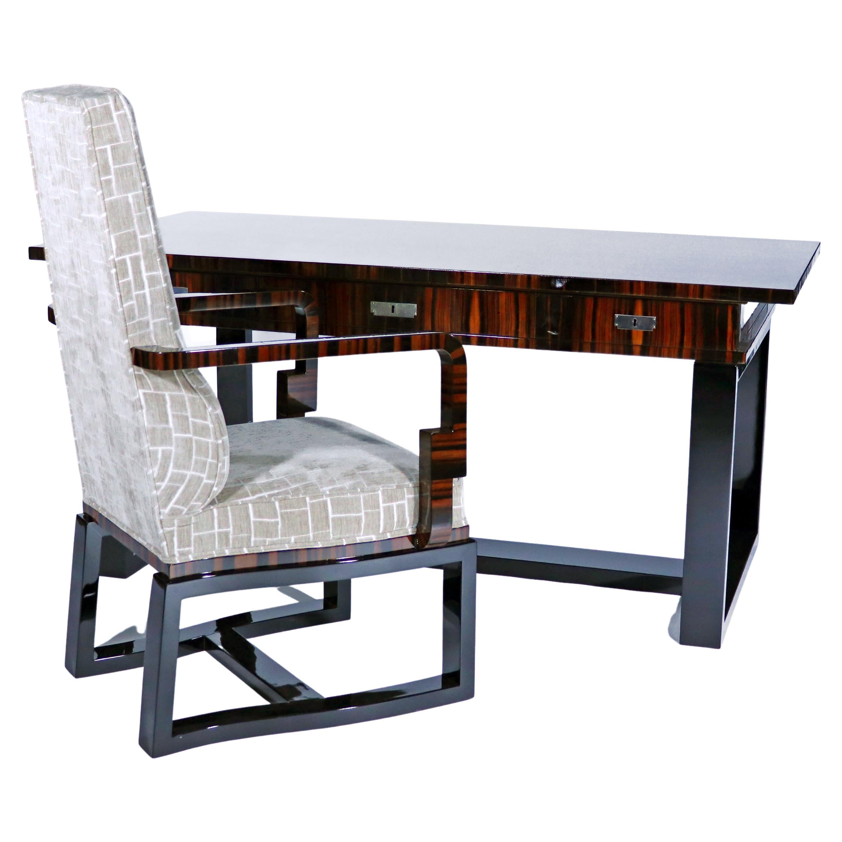 Art Deco Schreibtisch und Stuhl Set