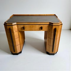 Art Deco Desk Attributed To Heals London – Satin Birchwood