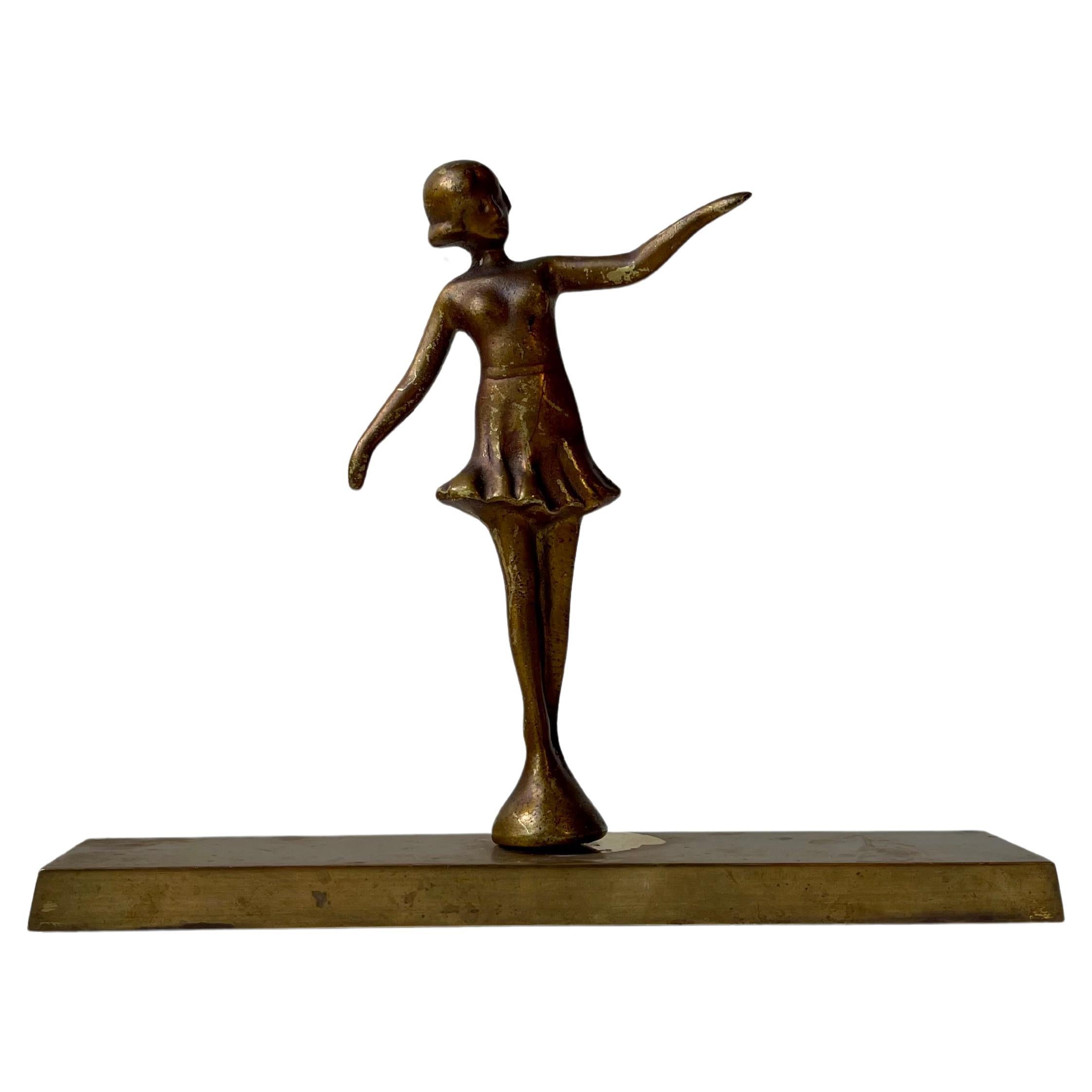 Schreibtisch-Ballerina-Skulptur aus Bronze im Art déco-Stil, 1940er Jahre