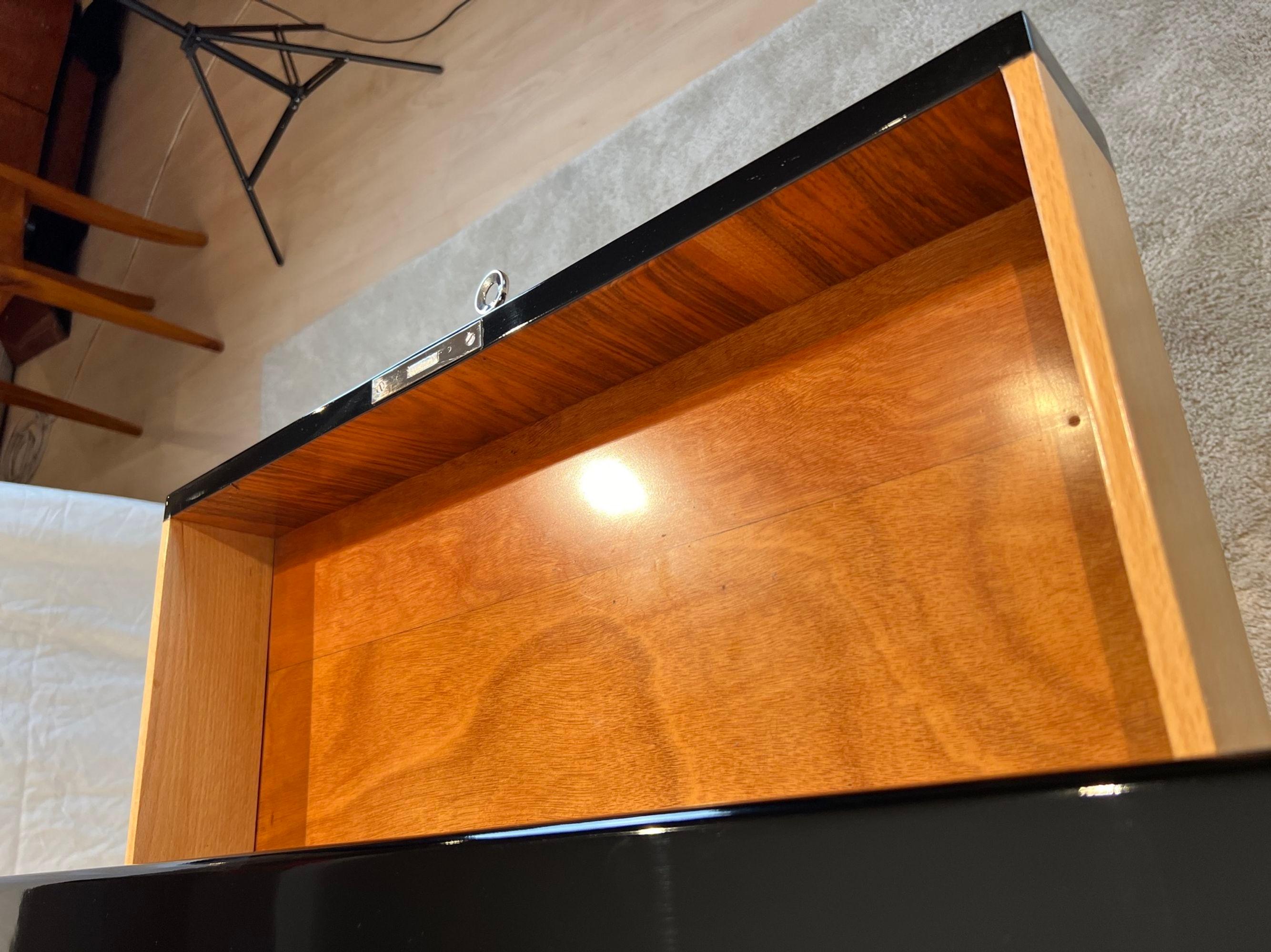 Bureau Art Déco, laque noire, chrome, acajou, France, années 1950 en vente 7