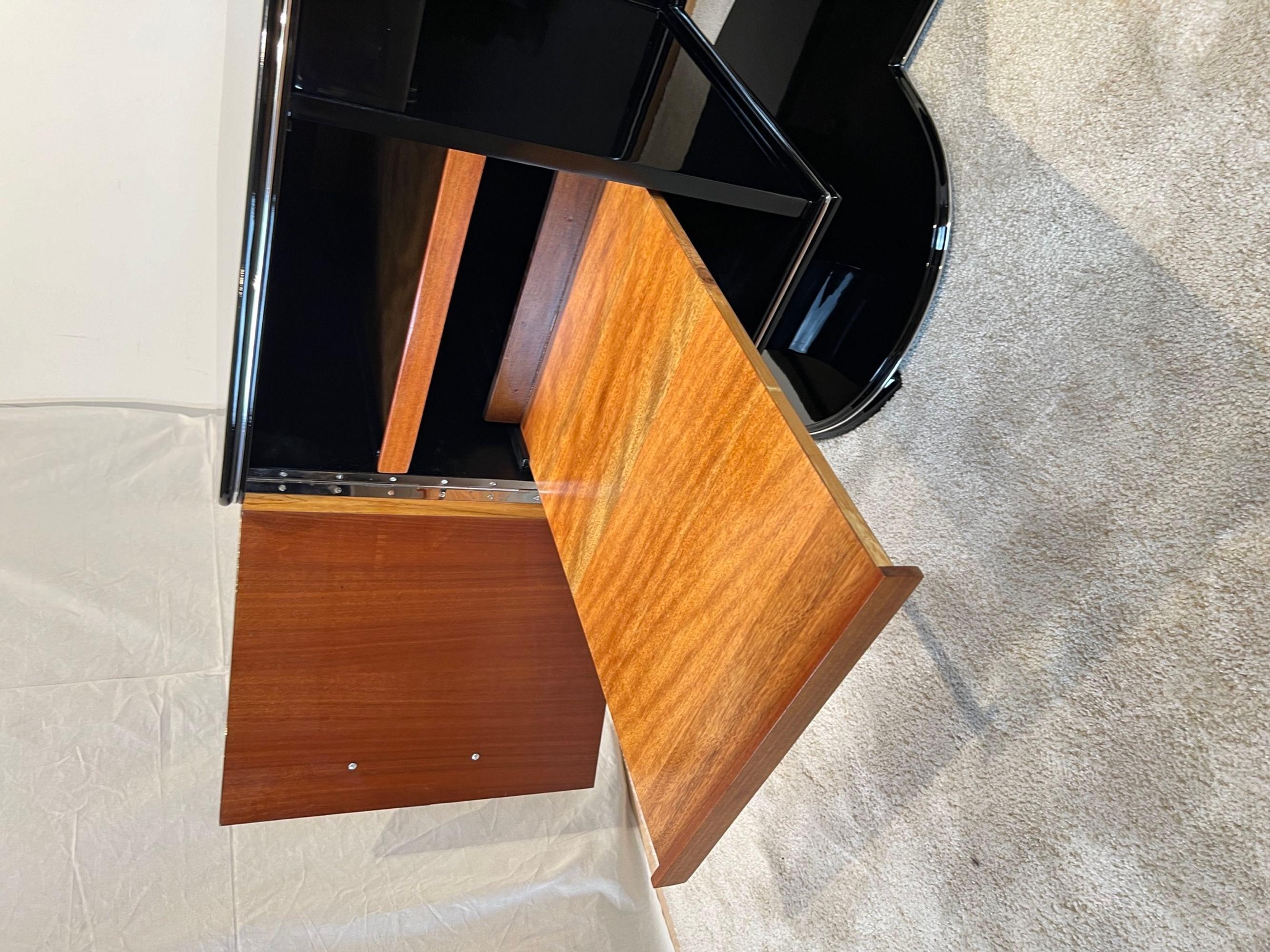 Bureau Art Déco, laque noire, chrome, acajou, France, années 1950 en vente 8