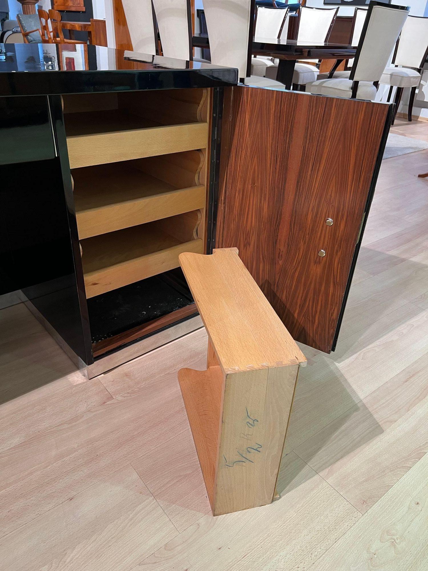 Art Deco Desk, Black Lacquer, Walnut, Metal, France, circa 1930/40 im Angebot 5