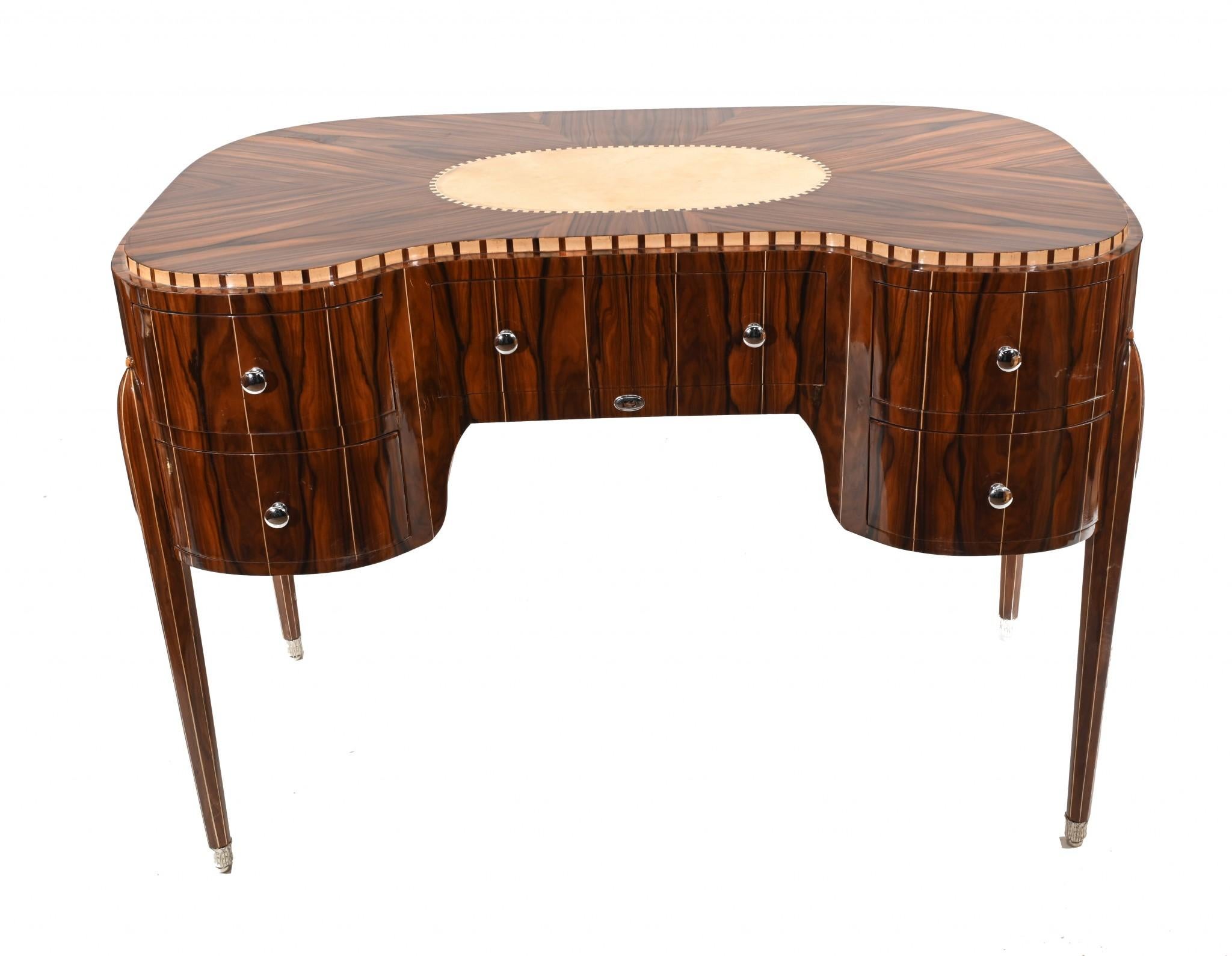 Art Deco Schreibtisch Bureau Plat Inlay Interiors im Angebot 6