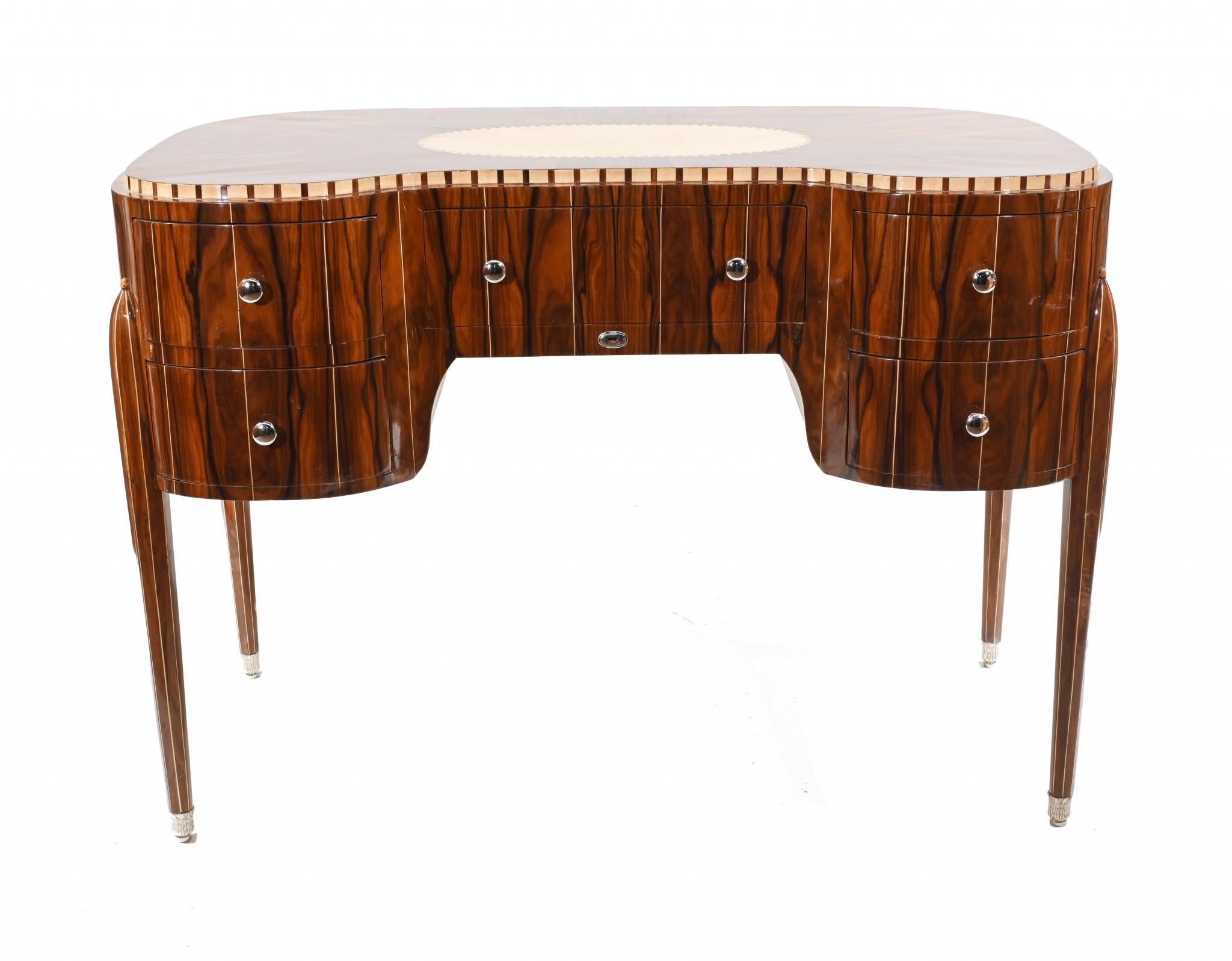 Art Deco Schreibtisch Bureau Plat Inlay Interiors im Angebot 7