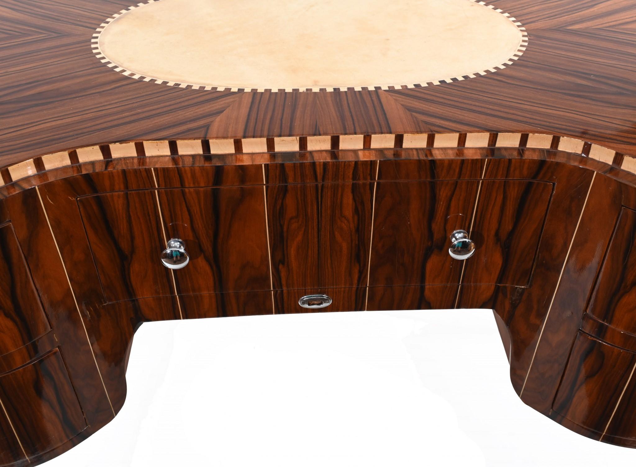 Woodwork Art Deco Desk Bureau Plat Inlay Interiors For Sale