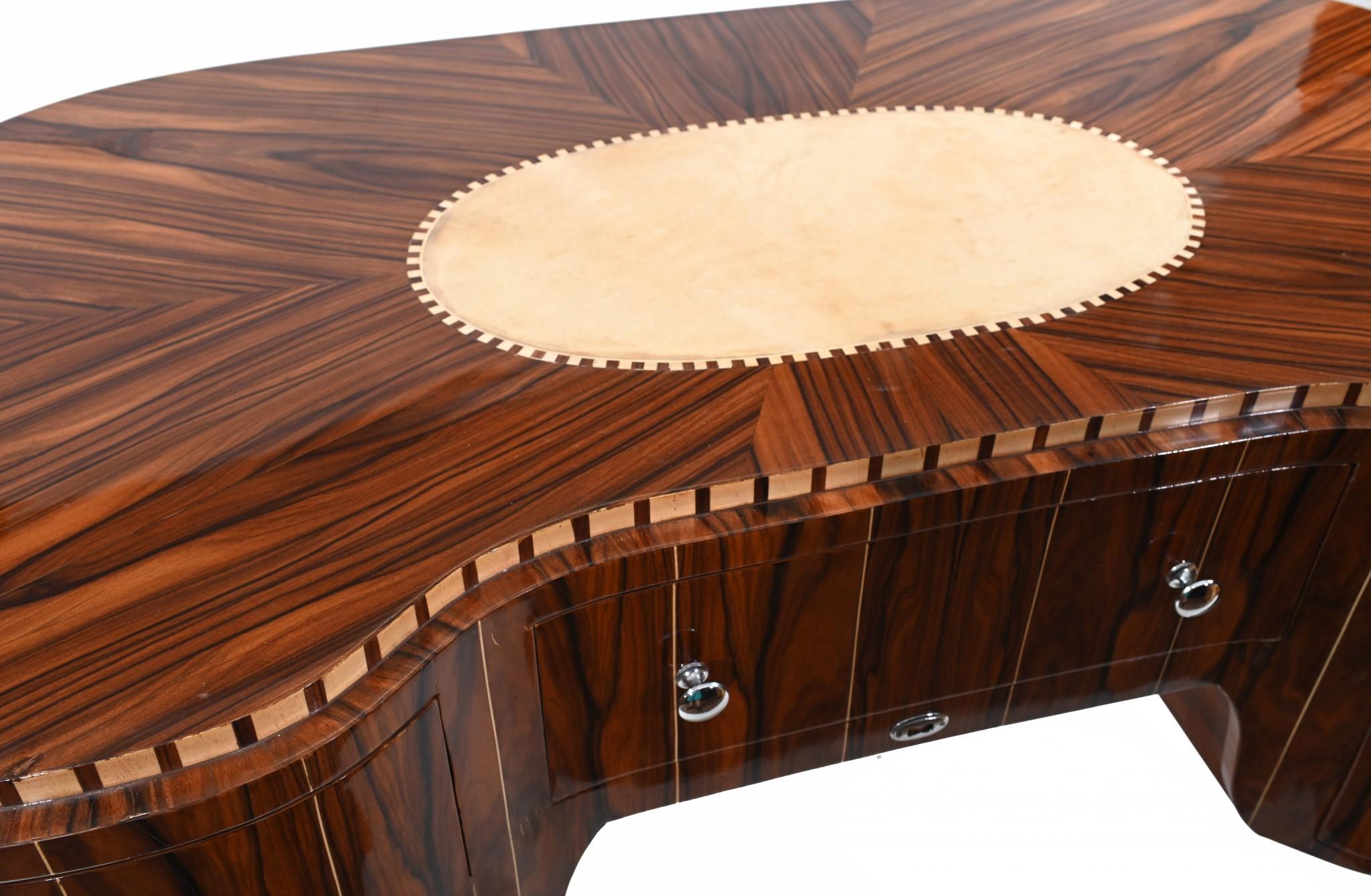 Art Deco Desk Bureau Plat Inlay Interiors In Good Condition For Sale In Potters Bar, GB