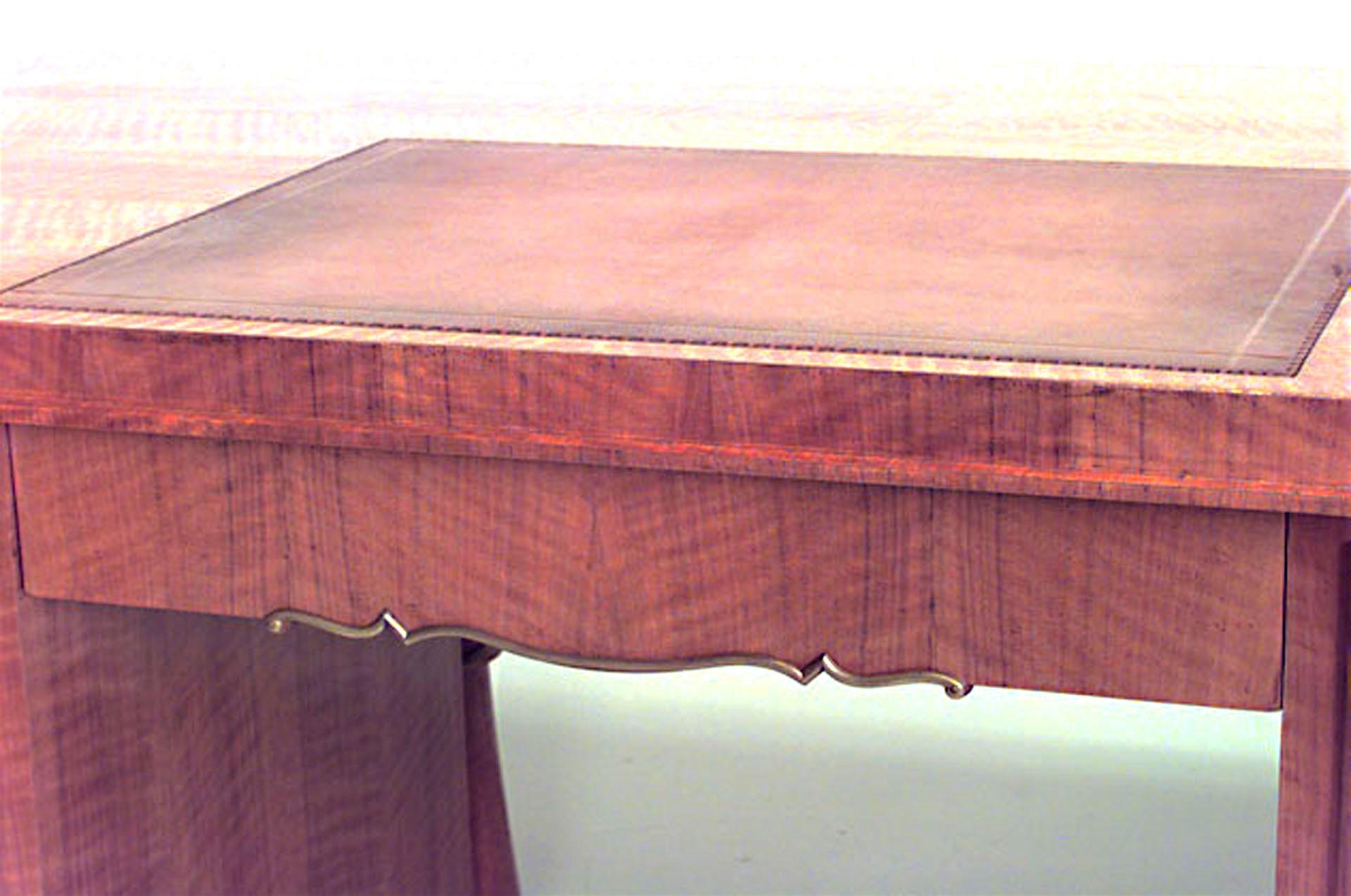 French Art Deco Leleu Mahogany Kneehole Desk In Good Condition For Sale In New York, NY