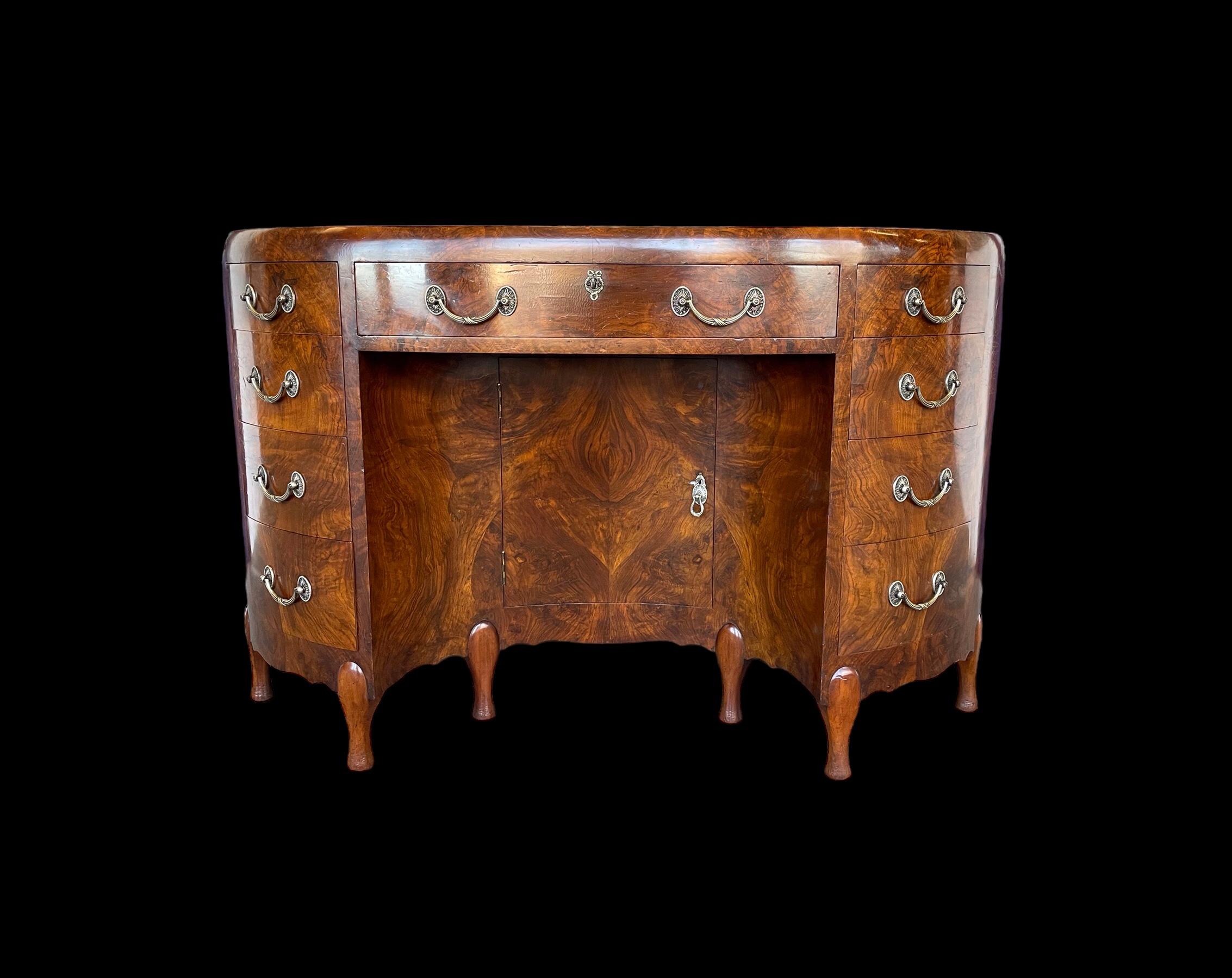 Walnut Art Deco Desk by Maurice Adams For Sale