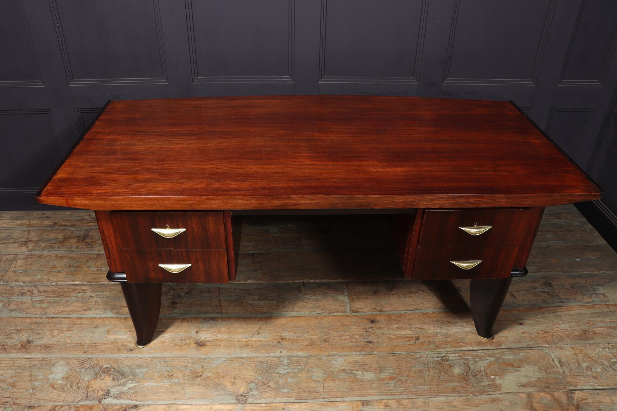 Rosewood Art Deco Desk by Sanyas and Popot Paris 1930 For Sale