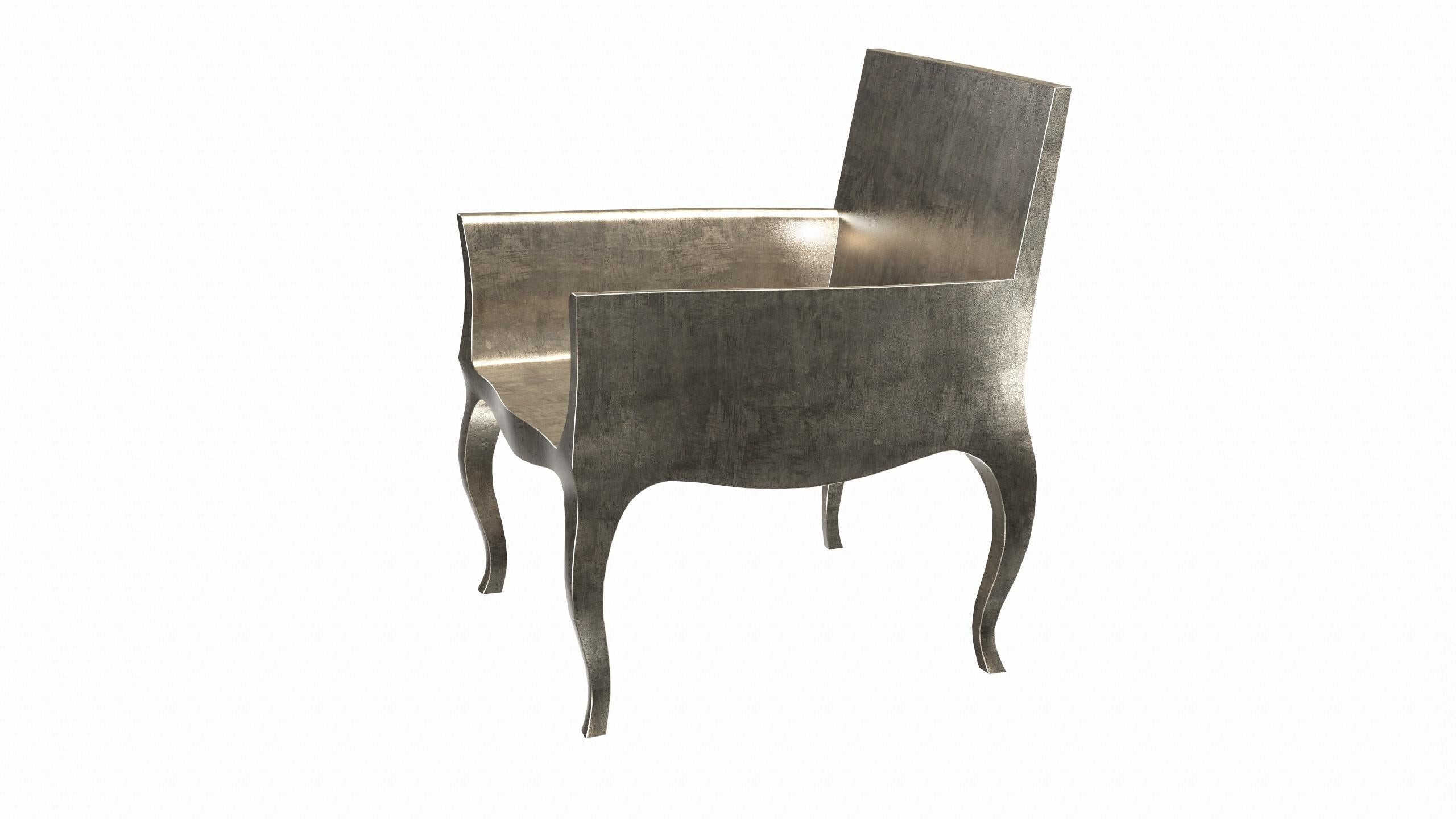 Art Deco Desk Chair Fine Hammered in Antique White Bronze by Paul Mathieu In New Condition For Sale In New York, NY