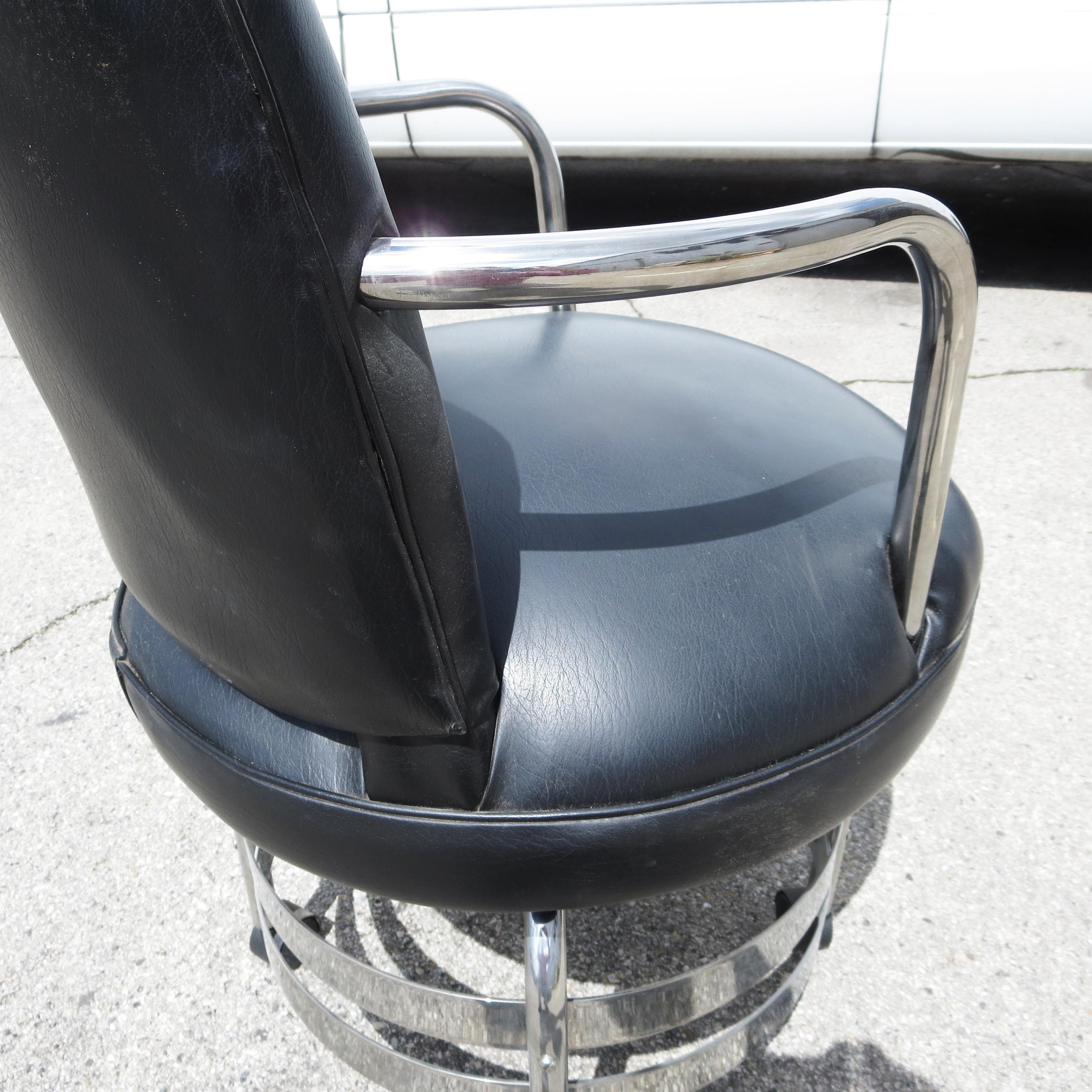Art Deco Desk Chair in Chrome and Leatherette In Good Condition In North Hollywood, CA