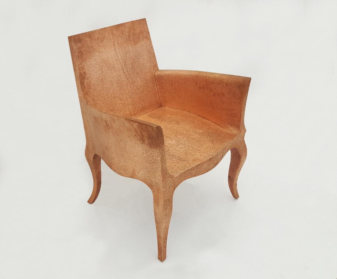 Indian Art Deco Desk Chair Mid Hammered in Copper by Paul Mathieu For Sale