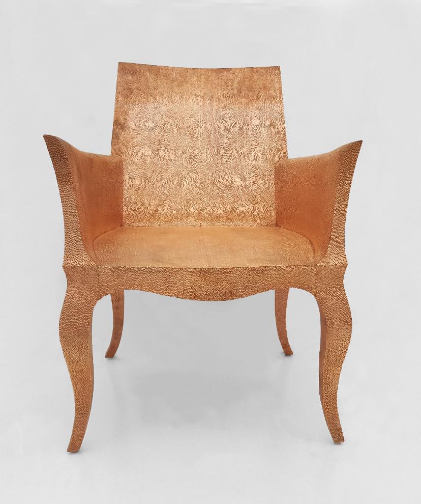 Hand-Carved Art Deco Desk Chair Mid Hammered in Copper by Paul Mathieu For Sale