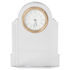 Vintage Art Deco Desk Clock in Clear Crystal by Waterford