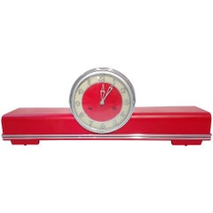 Art Deco Desk Clock in High Gloss Red