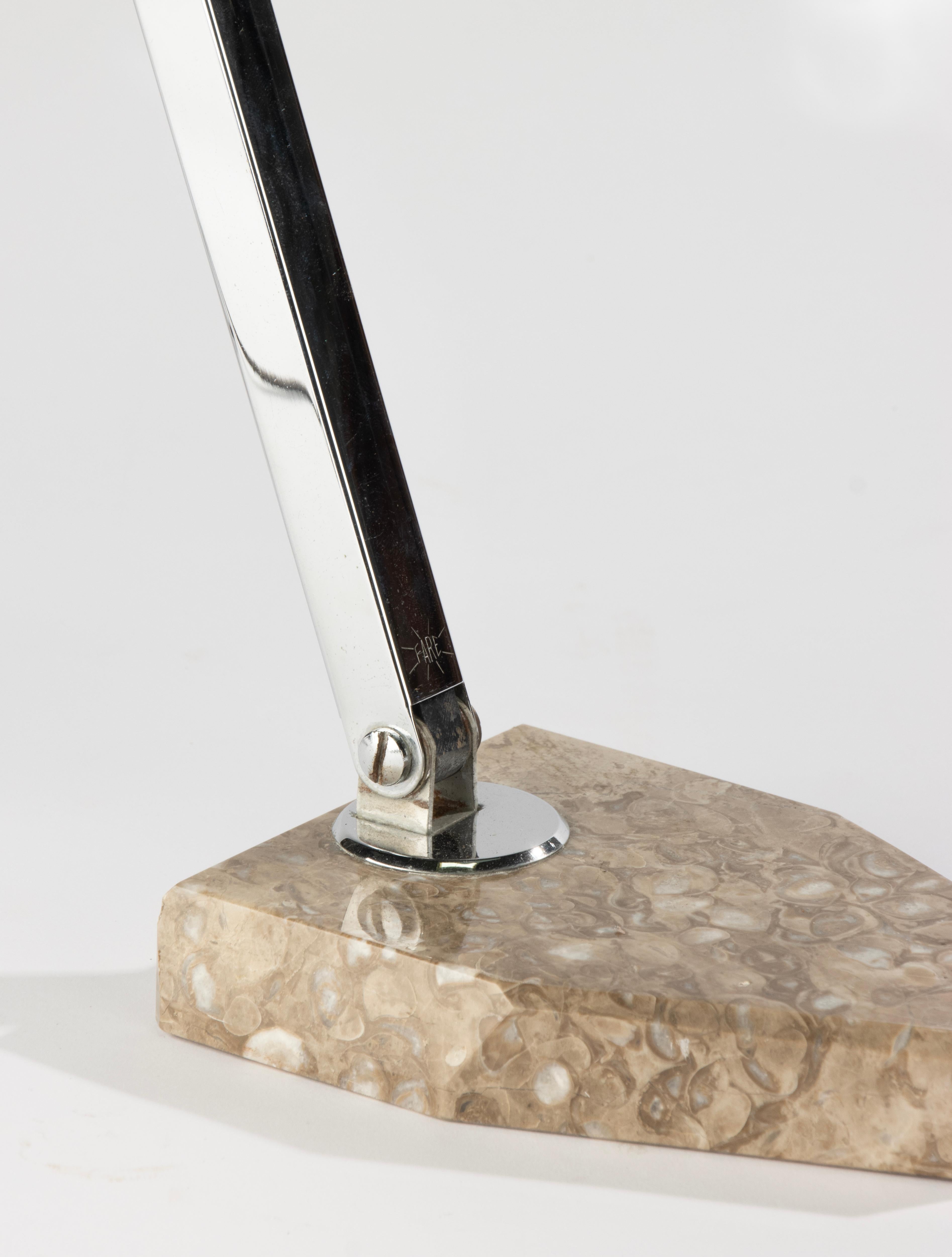 Art Deco Desk Desk Lamp - Fare France - Chrome Plated and Marble For Sale 5