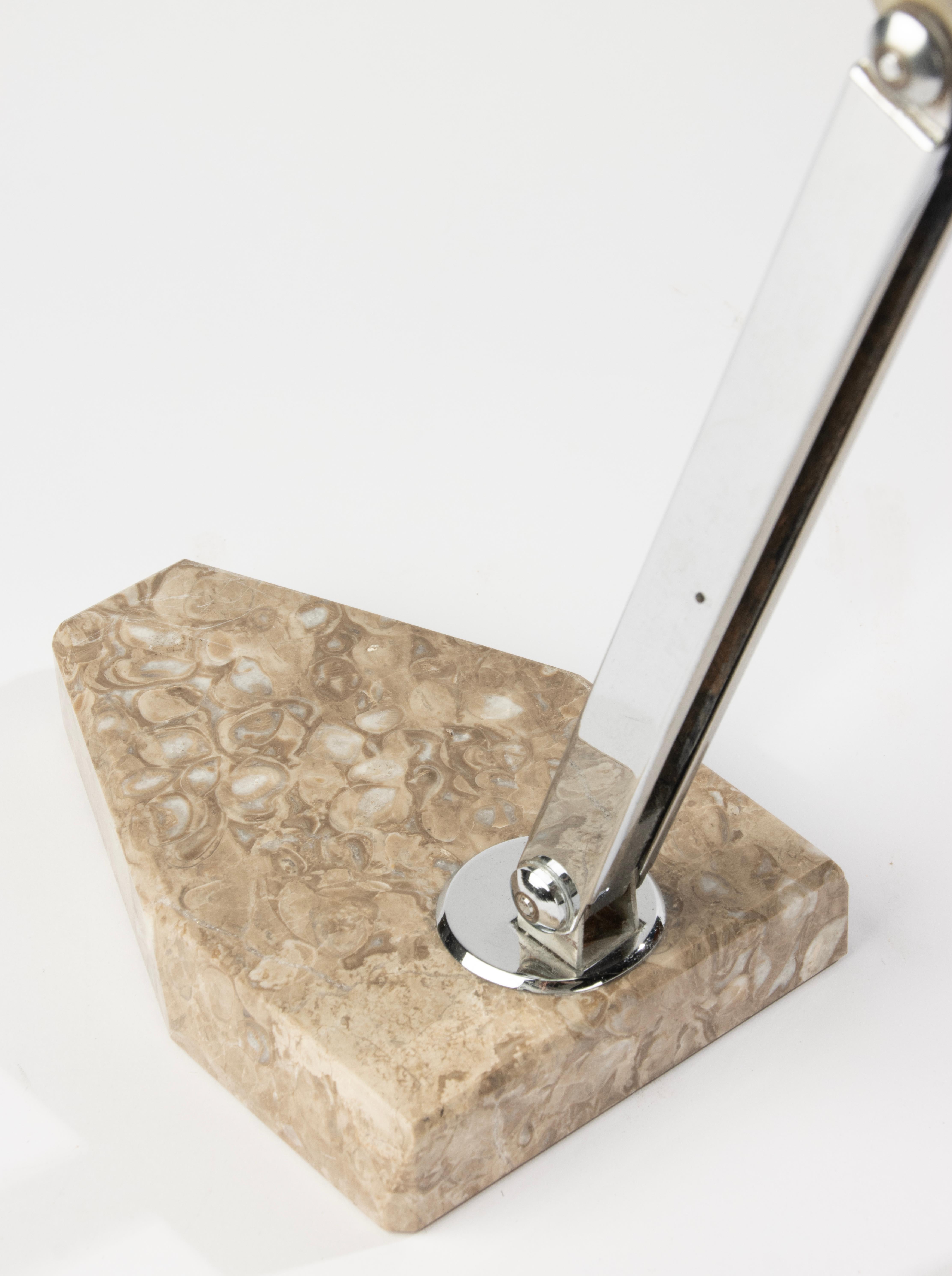 Art Deco Desk Desk Lamp - Fare France - Chrome Plated and Marble For Sale 2