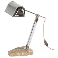 Art Deco Desk Desk Lamp - Fare France - Chrome Plated and Marble