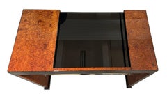 Art Deco Desk, Amboyna Wood, French Design, Chrome Accents, 1925