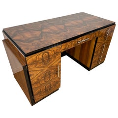Art Deco Desk from Paris 'Villa Victor Hugo' Around 1925 with Stunning Walnut