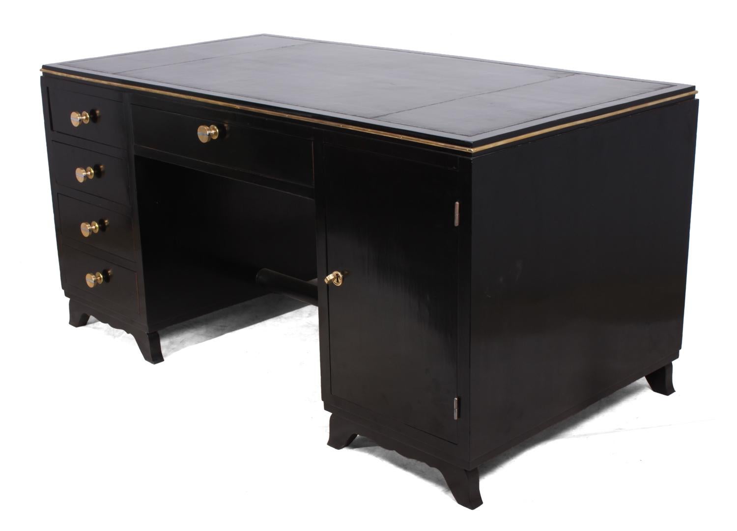 Art Deco Desk in Black Piano Lacquer 1