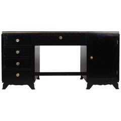 Art Deco Desk in Black Piano Lacquer