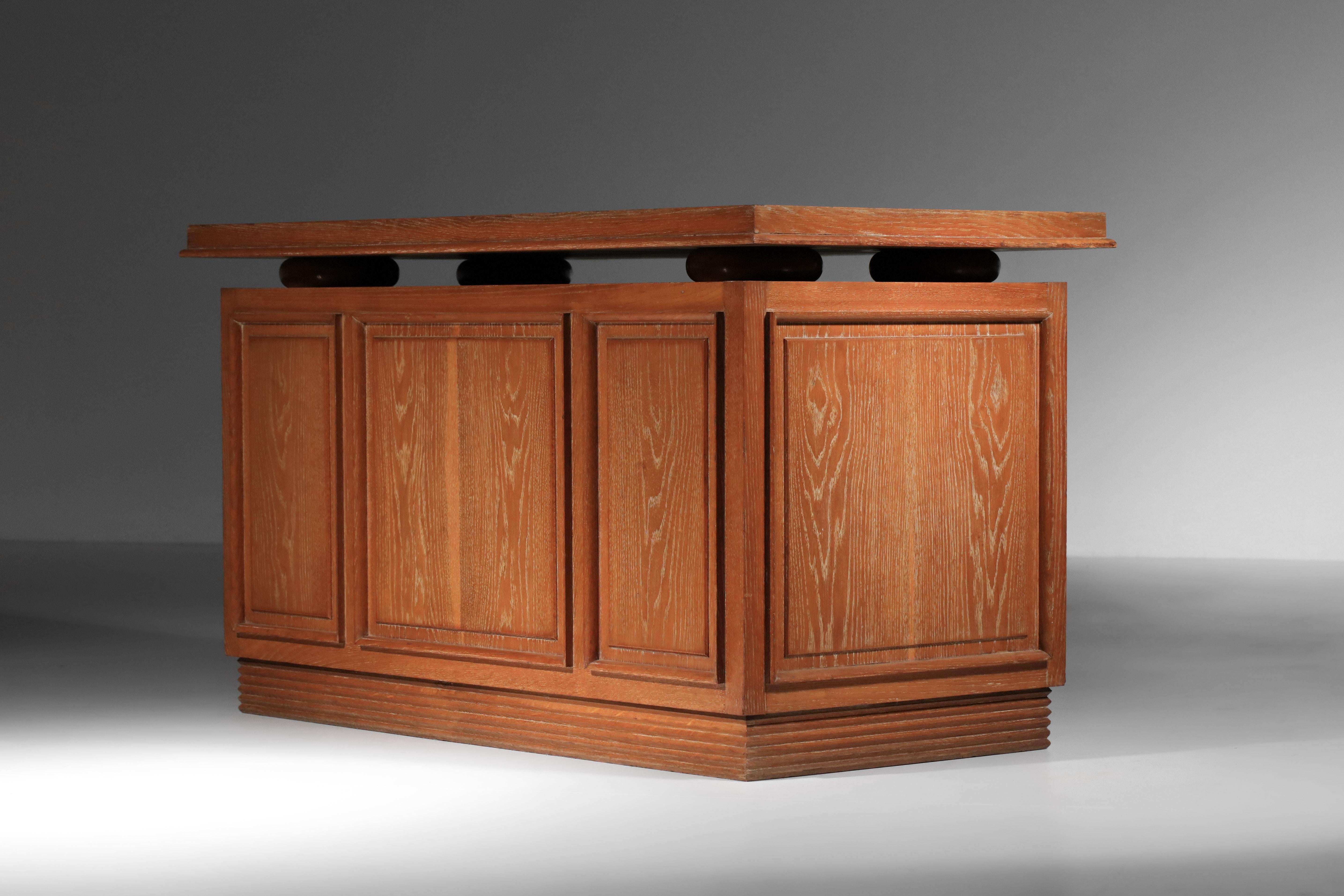 art deco desk in ceruse oak from the 40s For Sale 7