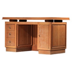 art deco desk in ceruse oak from the 40s