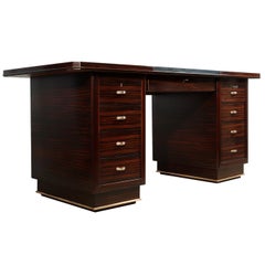 Art Deco Desk in Macassar Ebony, circa 1930