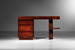 Art-déco-Schreibtisch im abgerundeten, asymmetrischen Stil der 1930er Jahre