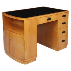 Art Deco Desk in Satin Birch with Leather top