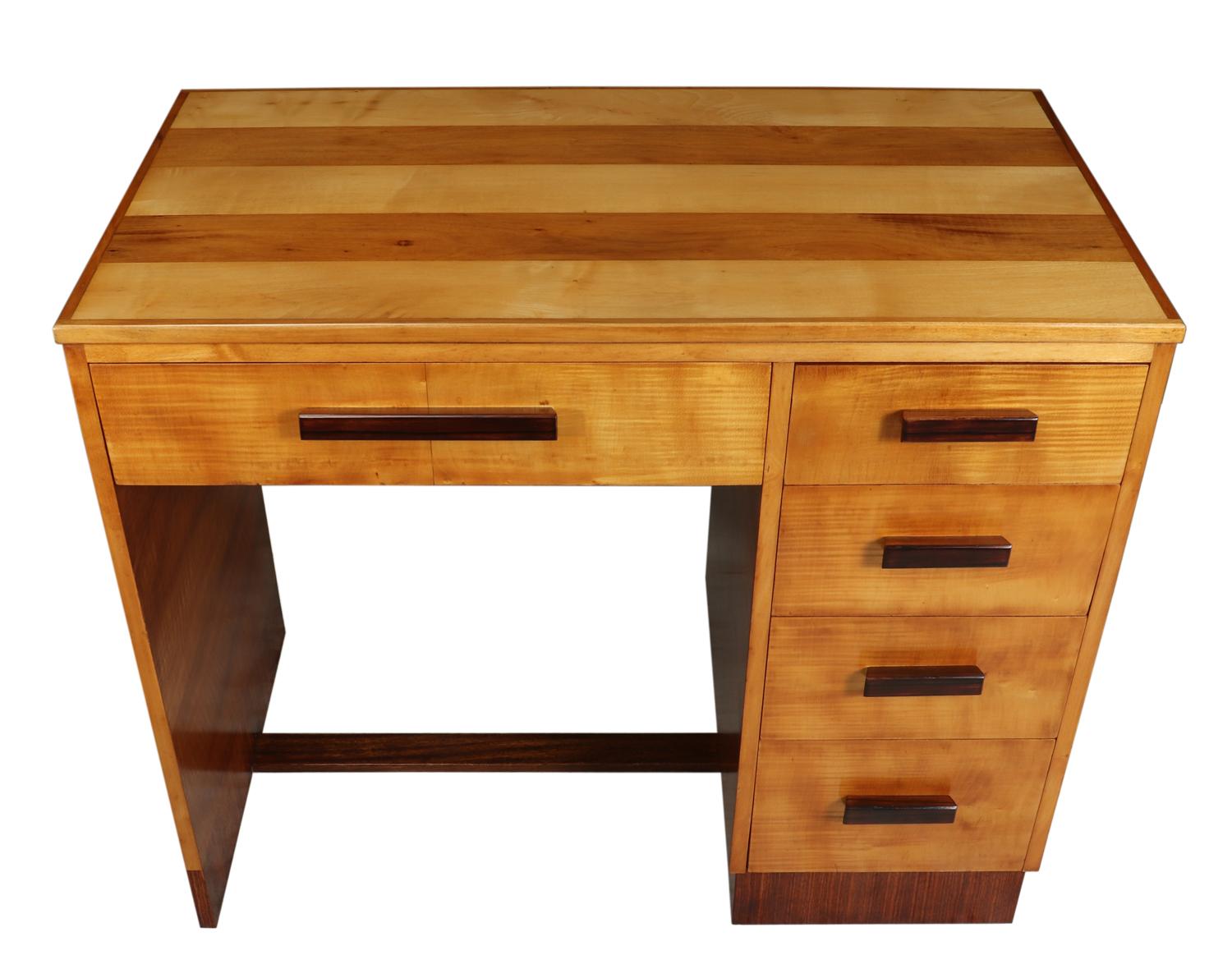 Art Deco Desk in Sycamore, circa 1930 For Sale 4