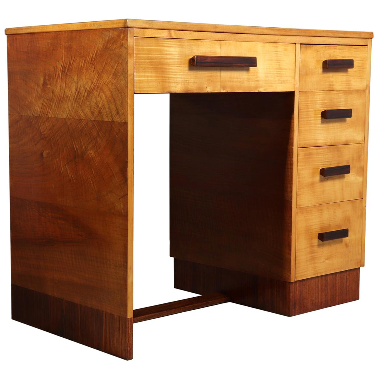 Art Deco Desk in Sycamore, circa 1930 For Sale