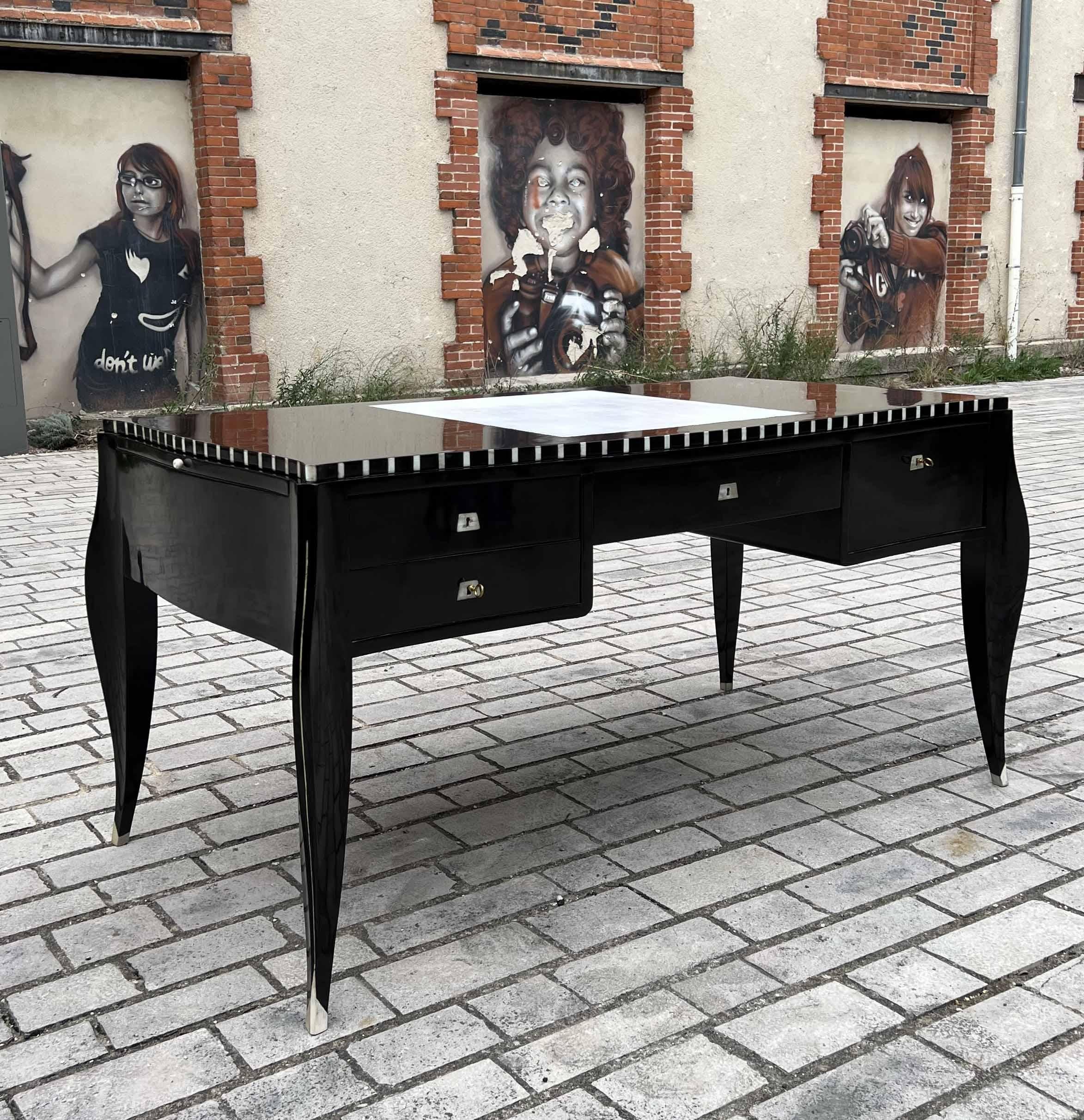Art Deco Desk in the Style of Jacques Emile Ruhlmann, 1960s For Sale 10