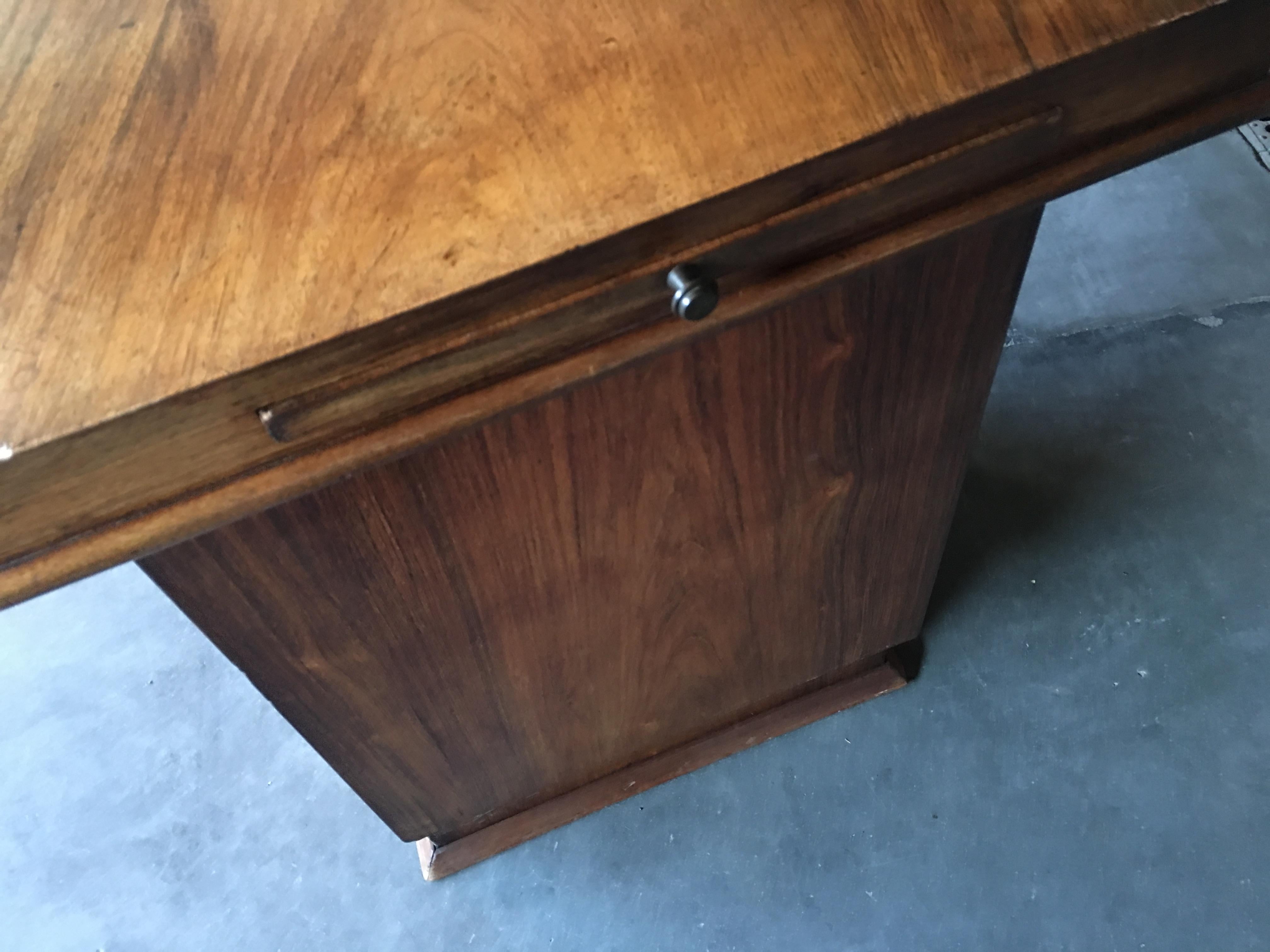 Walnut Art Deco Desk in the Style of Jules Leleu, circa 1930