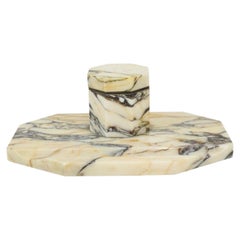 Art Deco Desk Inkstand Set Marble, Inkwell and Pen Holder