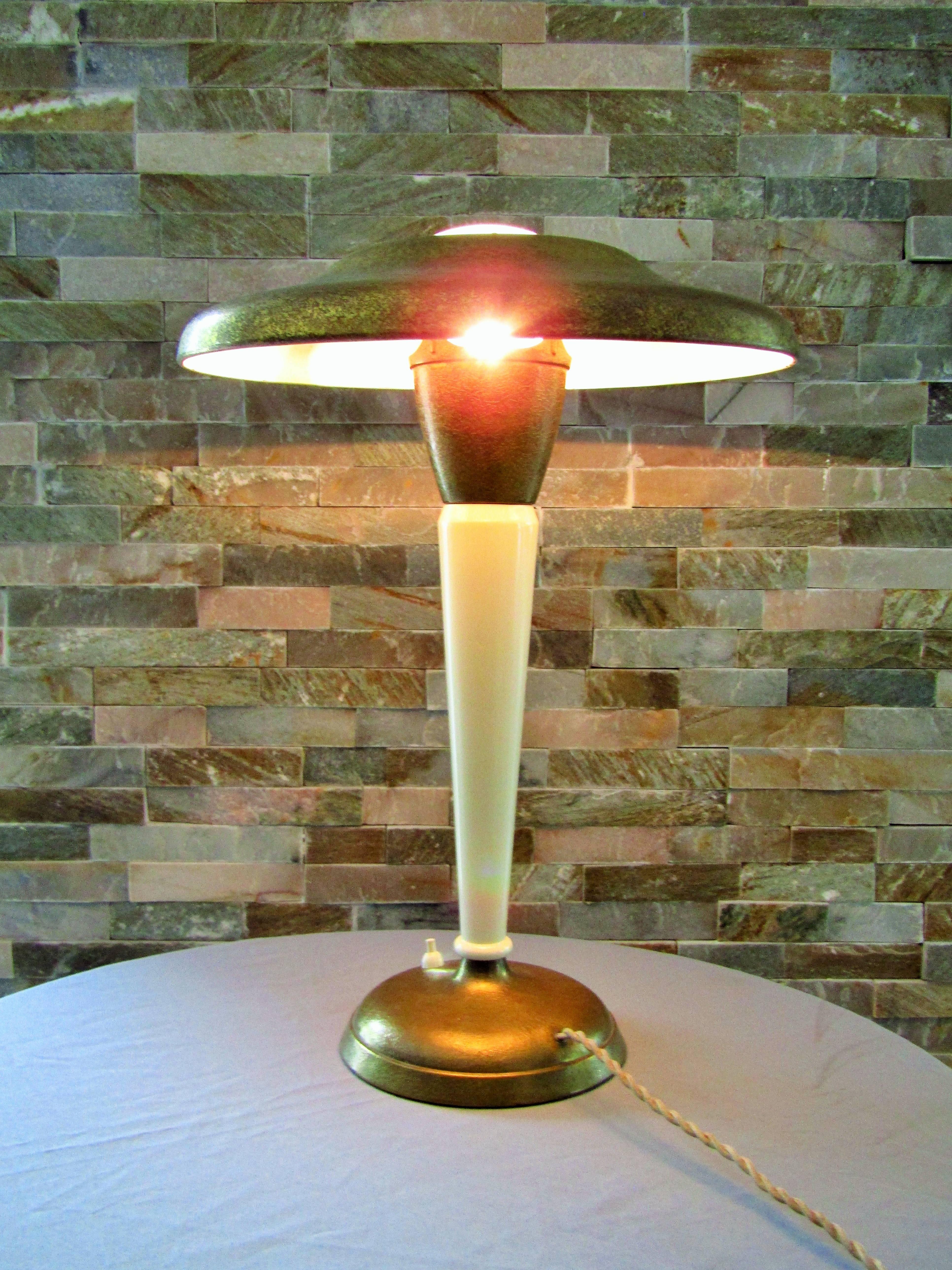 Brass Art Deco Desk Lamp by Genet & Michon, France, 1930