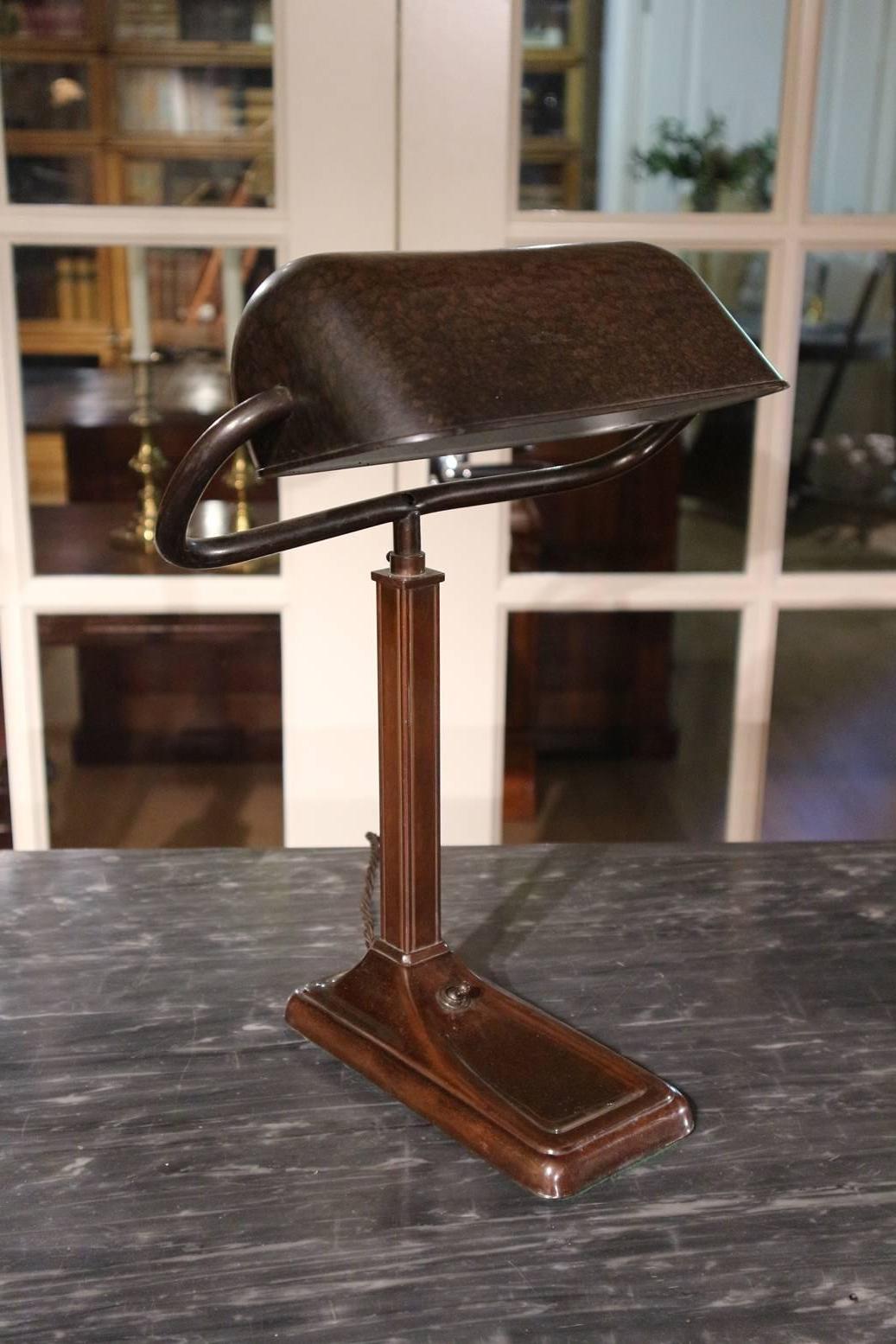 Art Deco desk lamp bakelite shade.