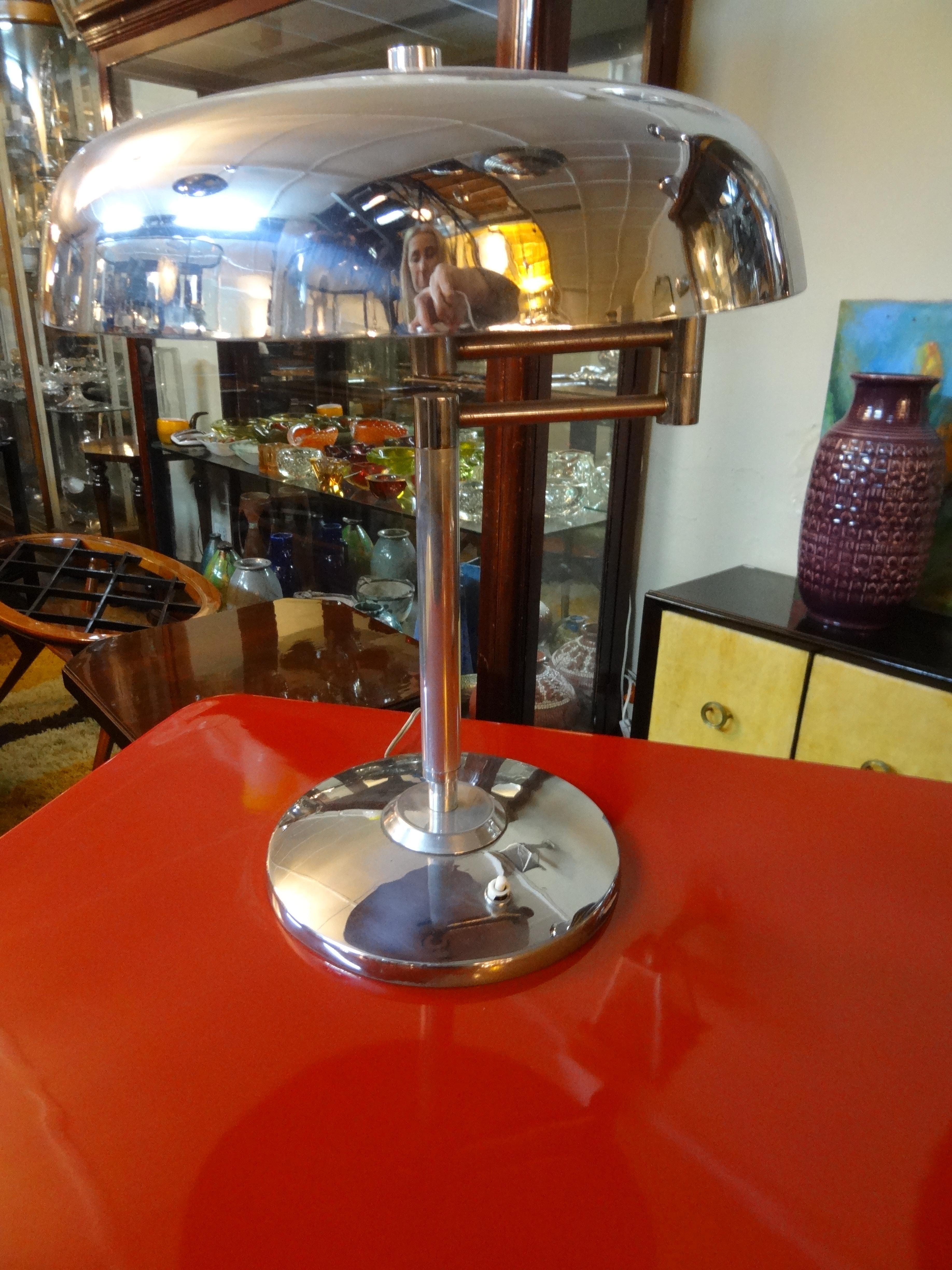 Art Deco Desk Lamp , German, 1920, Materials: Chromed Bronze For Sale 5